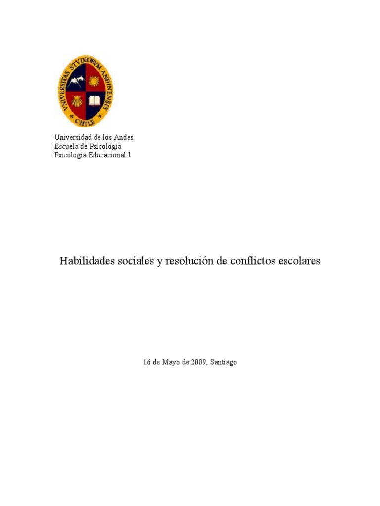 Habilidades Sociales y Conflictos Escolares | PDF | Conflicto (proceso ...