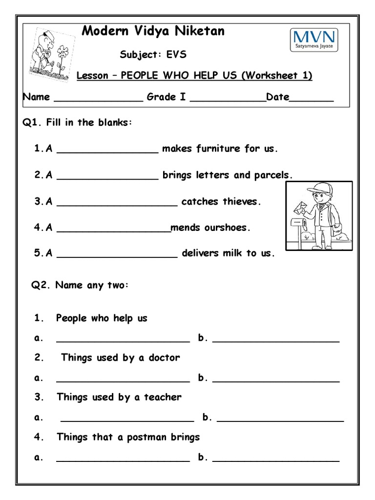 People Who Help Us Worksheet 1pdf | PDF