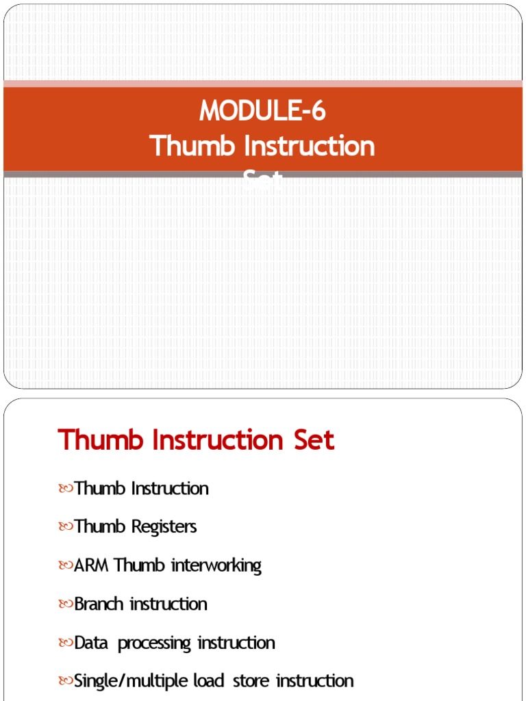 Module6 Thumb Instruction Set PDF Arm Architecture Subroutine