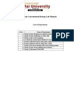 Non-Conventional Energy Lab Manual: List of Experiments