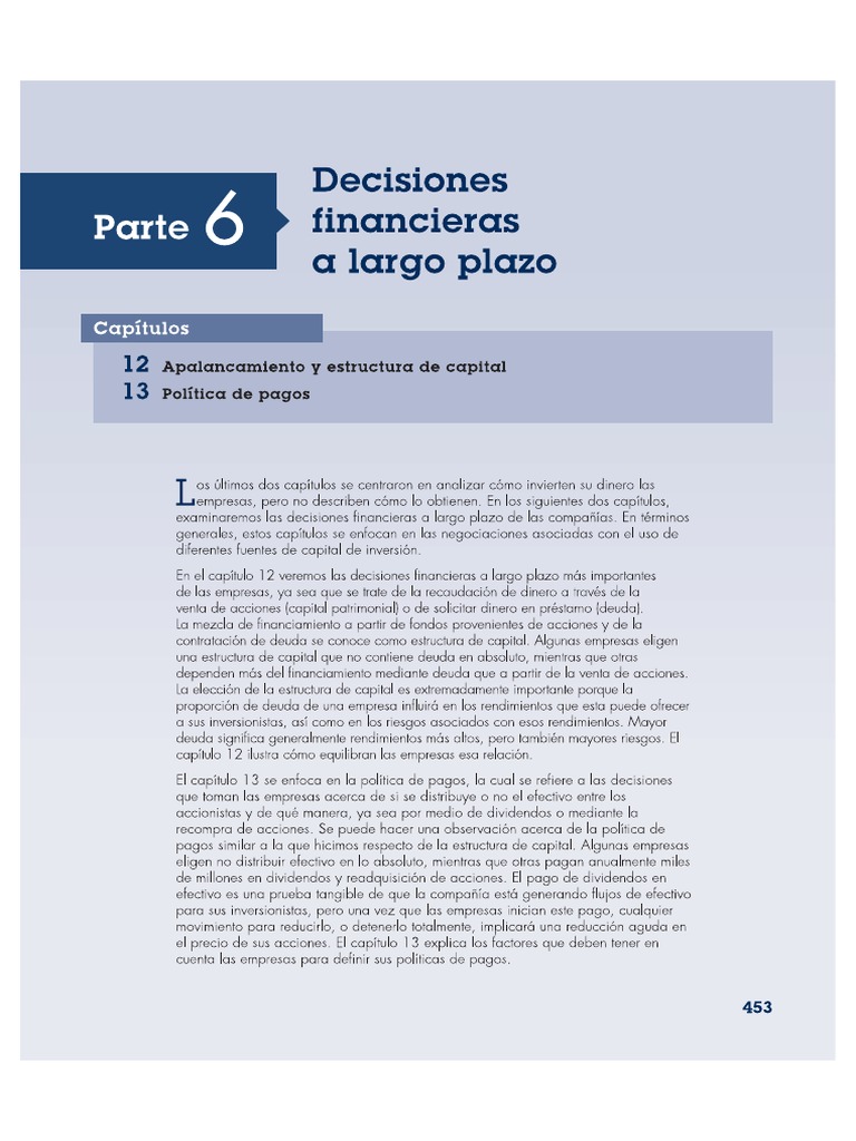 Parte 6 Capitulo 12 Apalancamiento y Estructura de Capital | PDF