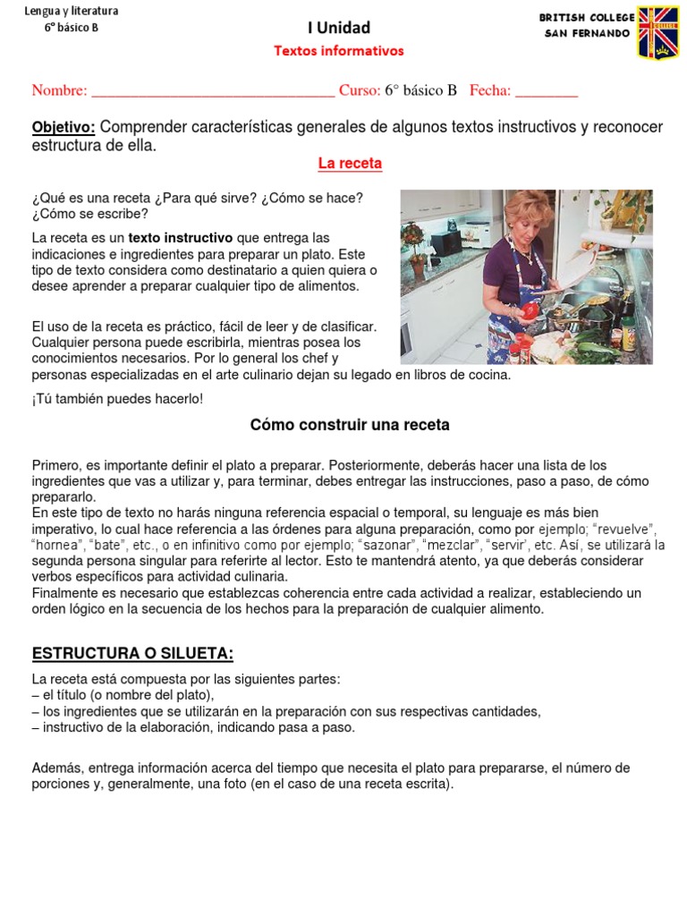 Lenguaje 6° Básico B La Receta | PDF | Receta | Artes culinarias