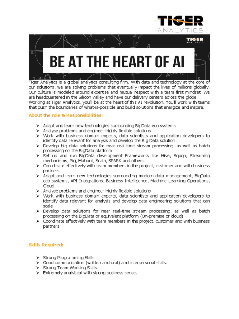 Big Data Solutions Role at Tiger Analytics | PDF