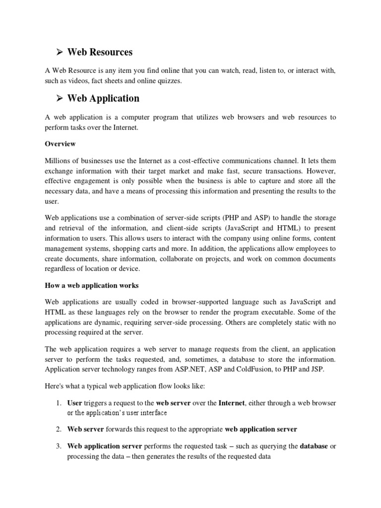 Understanding Web Resources and Applications | PDF | Web Application ...