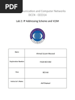 Data Communication and Computer Networks DCCN - Eee314: Lab 2: IP Addressing Scheme and VLSM