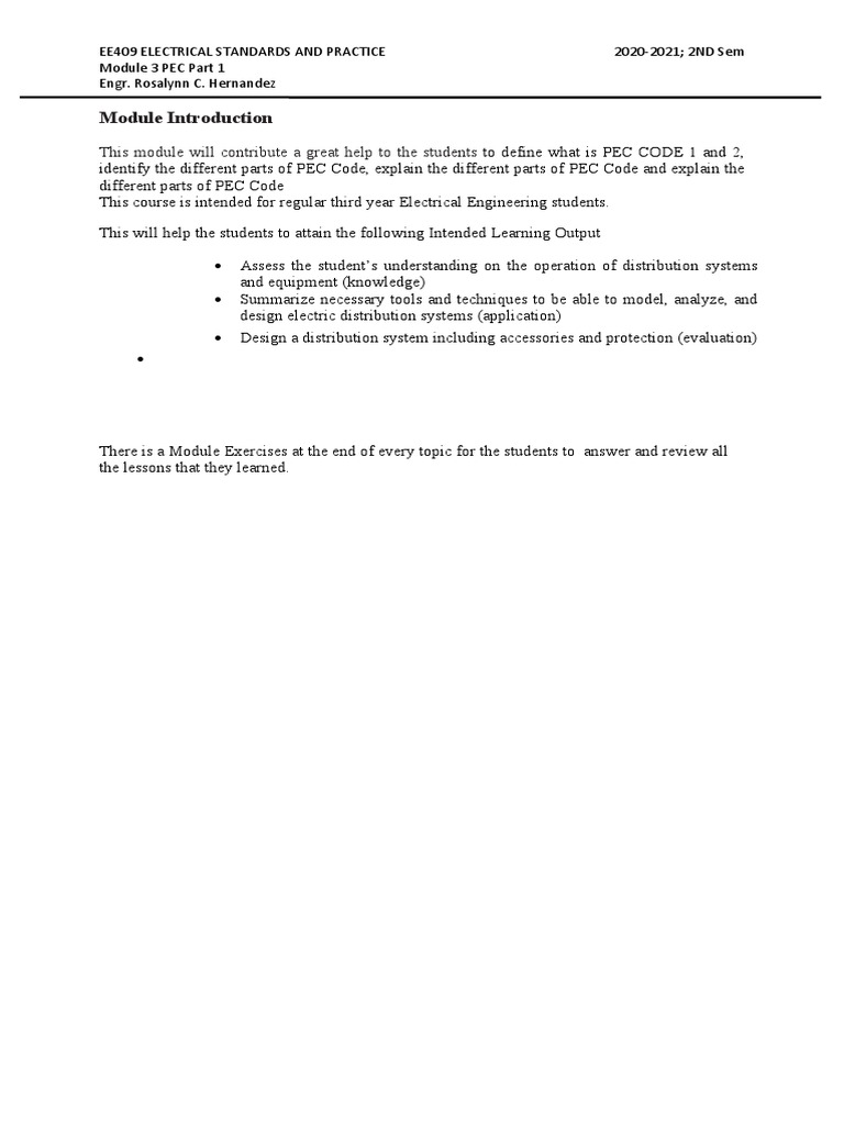 PEC Code Overview for Electrical Safety | PDF | Electrical Wiring ...