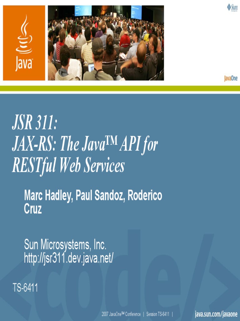 JSR 311: Jax-Rs: The Java™ Api For Restful Web Services: Marc Hadley ...