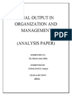 Final Output in Organization and Management (Analysis Paper)
