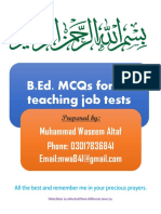 B.Ed MCQs For Educators and All Other Teaching Jobs