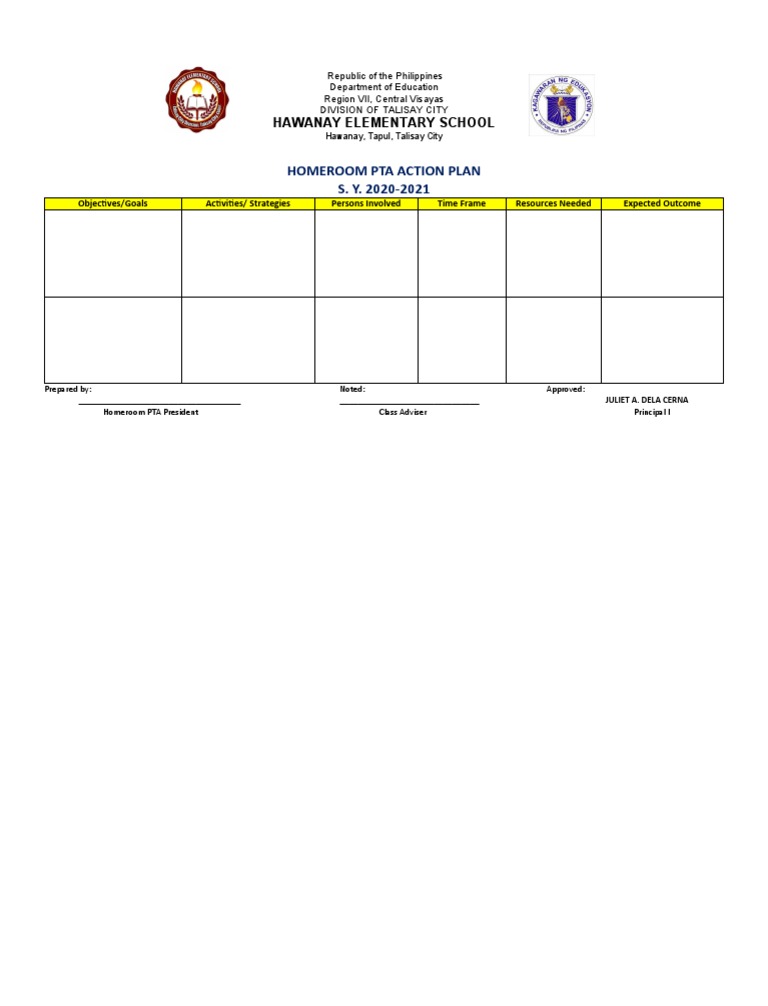 Homeroom PTA Action Plan 2020-2021 | PDF