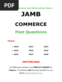 Jamb Commerce Past Questions
