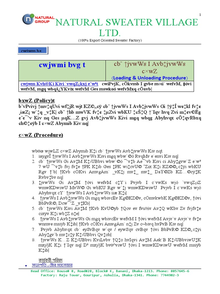 Loading & Unloading Procedure | PDF