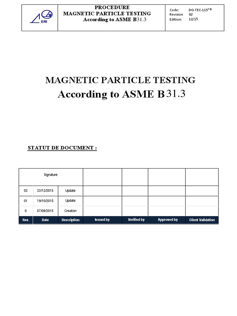 Magnetic Particle Testing Procedure | PDF | Personal Protective ...