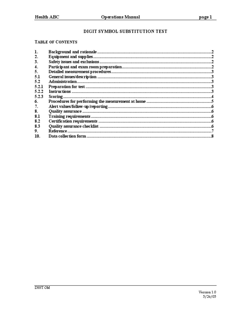 Digit Symbol Substitution Test Manual | PDF | Glasses | Test (Assessment)