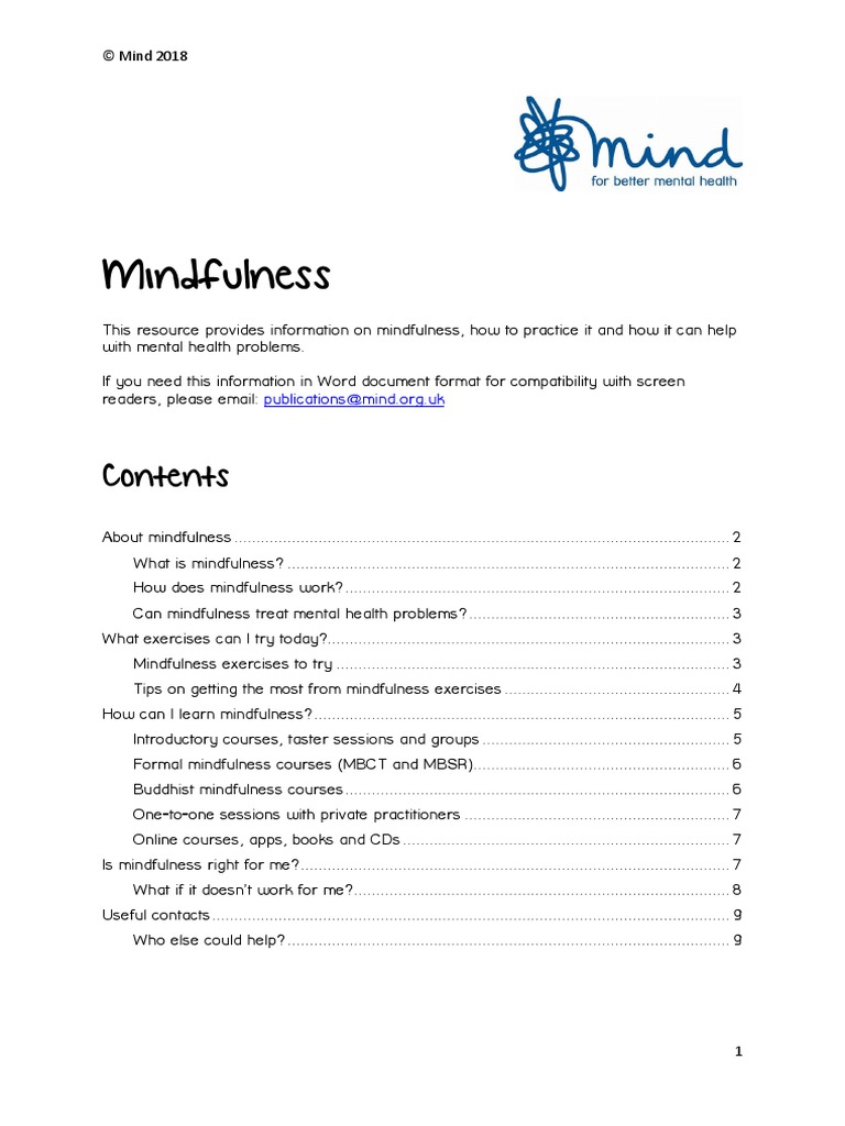 Mindfulness 2018 Pdf Mindfulness Psychotherapy