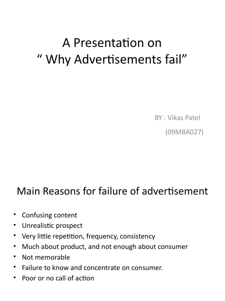 Reasons Why Advertisements Fail | PDF
