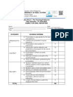 Oral Reporting Rubrics