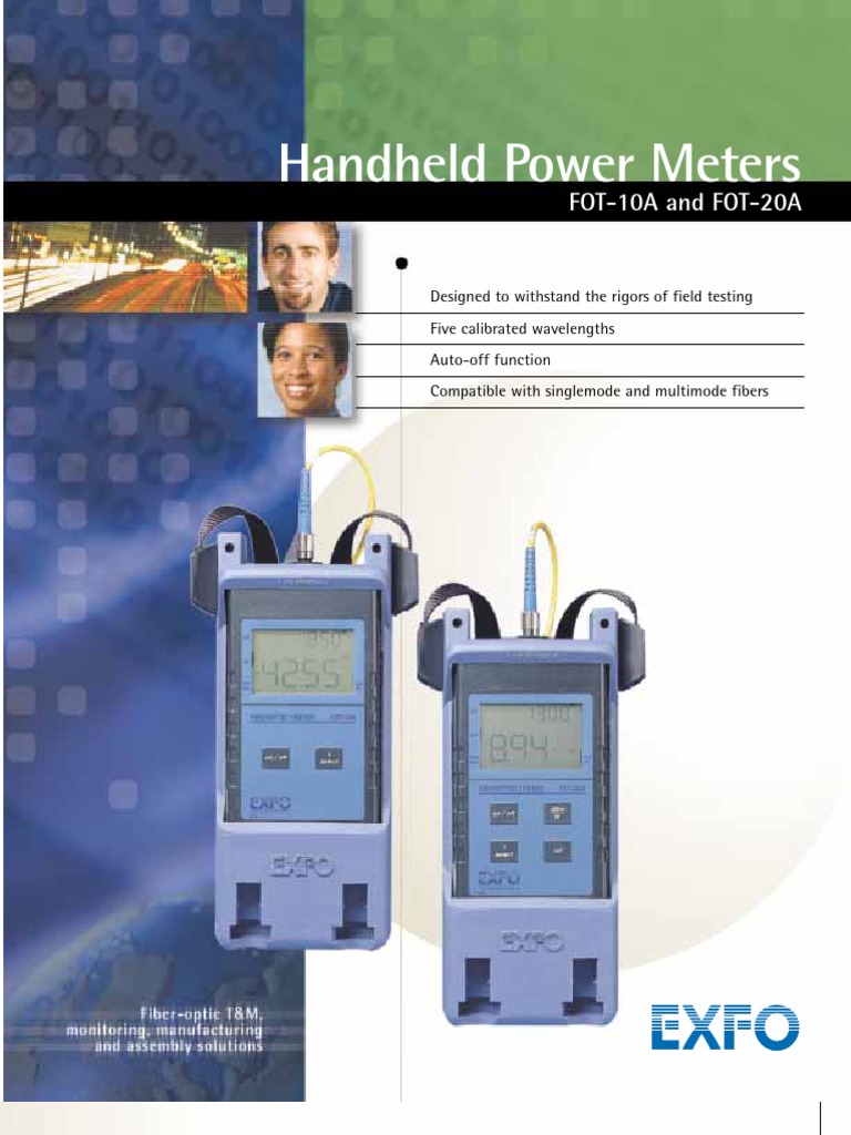 EXFO FOT20A Power Meter Data Sheet PDF Optical Fiber Calibration