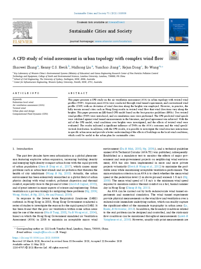 A CFD Study of Wind Assessment in Urban Topology With Complex Wind Flow ...