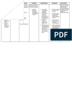 Assessment Diagnosis Rationale Planning Intervention Rationale Evaluation