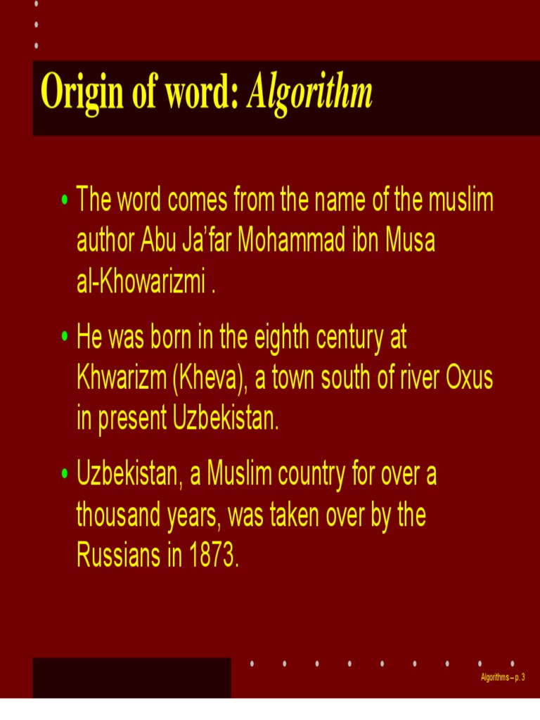 Origin of Word: Algorithm: Algorithms - P. 3 | PDF | Time Complexity ...