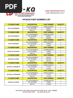 Hitachi Part Number List: ZX 210-3 Boom RH | PDF