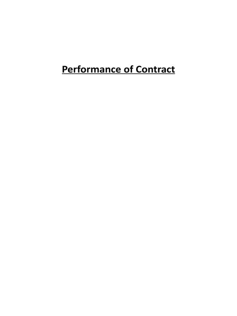 Understanding Contract Performance Essentials | PDF | Ethical ...