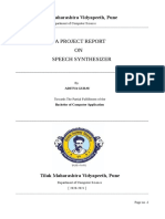 A Project Report ON Speech Synthesizer: Tilak Maharashtra Vidyapeeth, Pune
