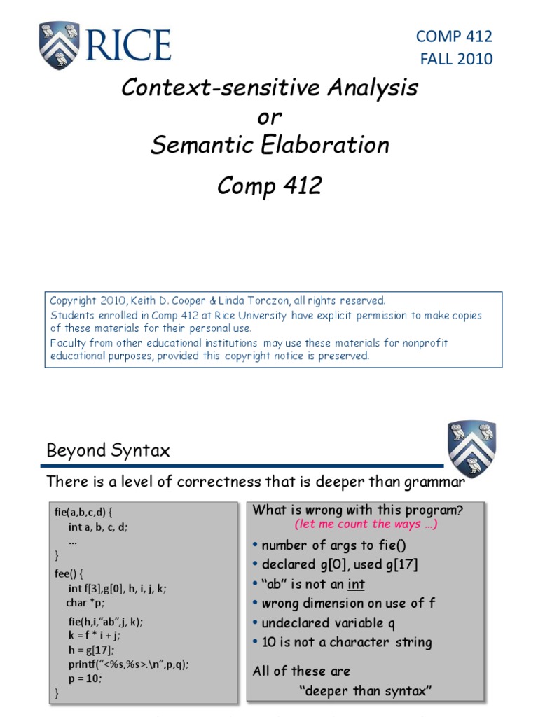 Context Sensitive Analysis I | PDF | Parsing | Computer Science
