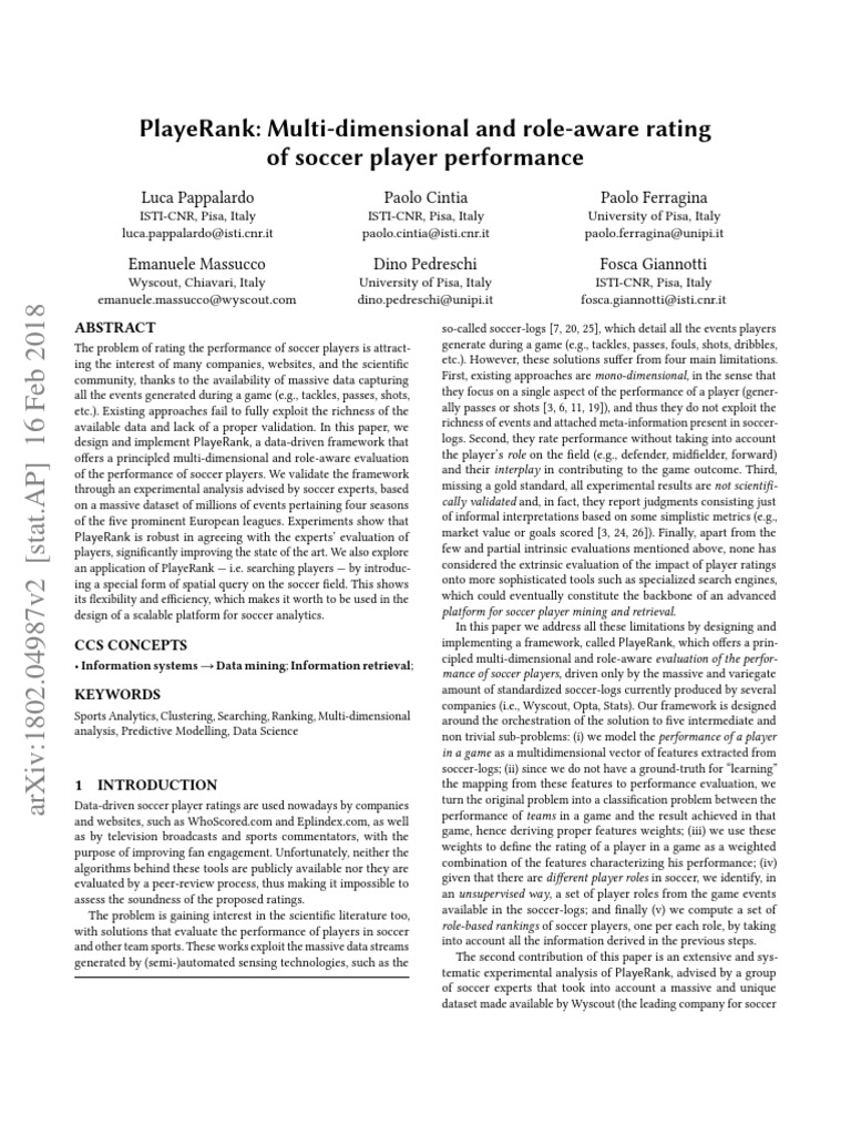 Player Rank Multidimensional And Role Aware Rating Of Soccer Player