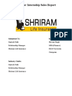 Summer Internship Sales Report for Shriram Life Insurance