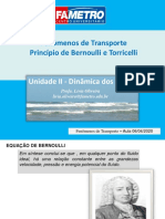 Unidade II - Dinâmica Dos Fluidos - Bernoulli e Torricelli