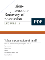 Possession-Dispossession - Recovery of Possession