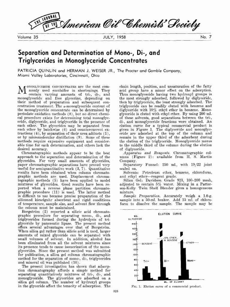 Separation and Determination of Mono-, Di-, and Triglycerides in ...