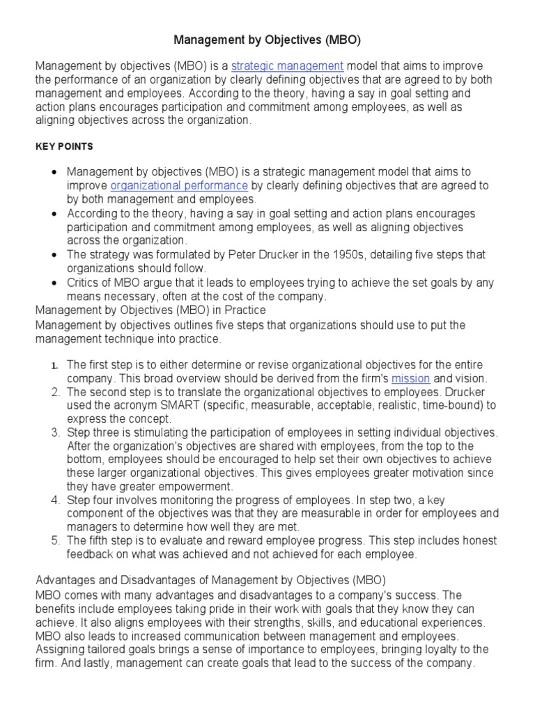 Understanding Management by Objectives (MBO) | PDF | Goal | Goal Setting