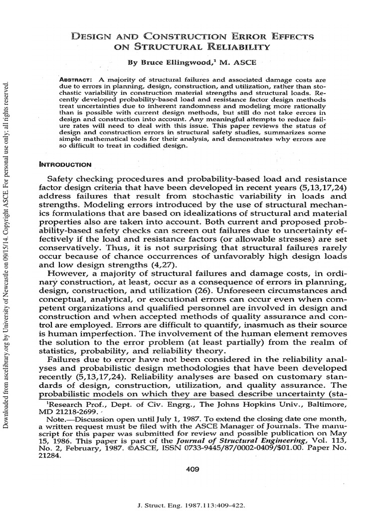 Design and Construction Error Effects On Structural Reliability | PDF ...