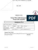 SPRING 2021: Course Title: Audit & Assurance Course Code: AUD4913 Assignment No.4