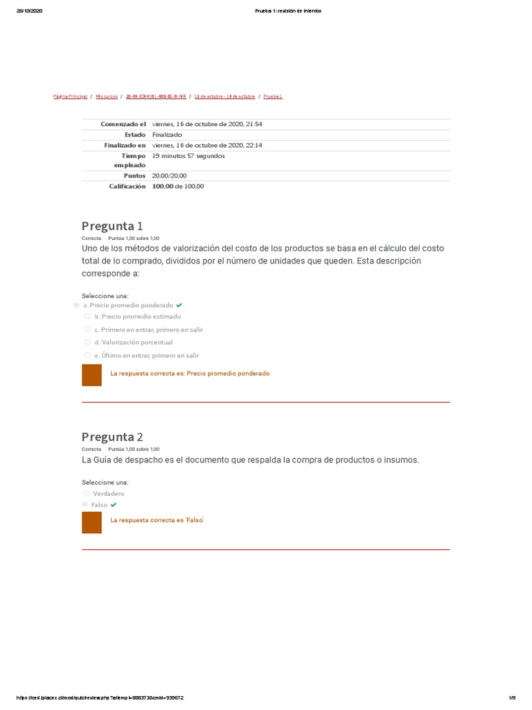 Prueba 1 Control de Inventario revisión | PDF | Inventario | Empresas