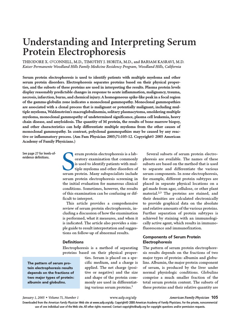 Understanding and Interpreting Serum Protein Electrophoresis PDF