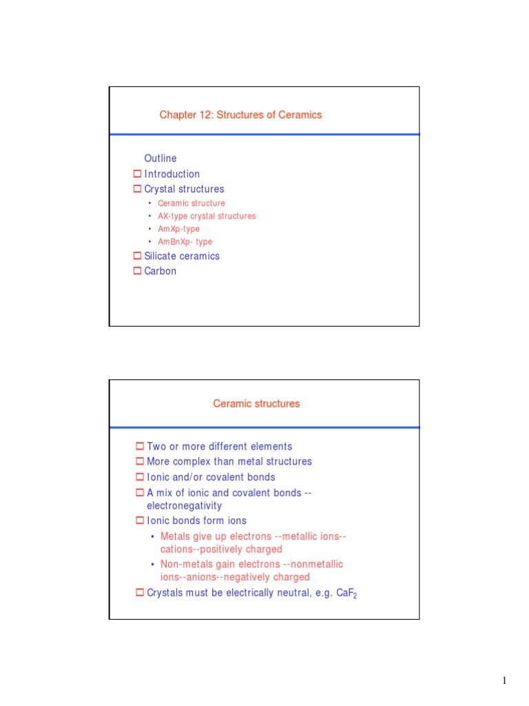 Chapter 12 Structures of Ceramics Ceramic Structure AxType Crystal