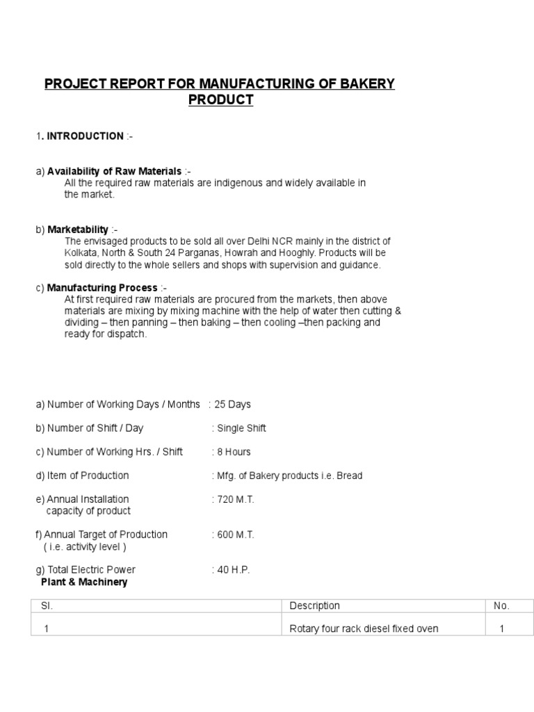 Bake Factory Project Details | PDF | Depreciation | Baking