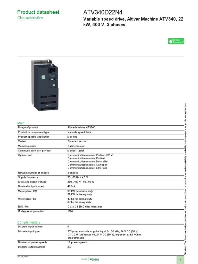 Altivar Machine ATV340 - ATV340D22N4 | PDF | Electric Motor | Relay