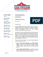 Freedom Caucus Letter To TX Gov. Abbott Requesting 8 Additional Items in Upcoming Special Session Agenda