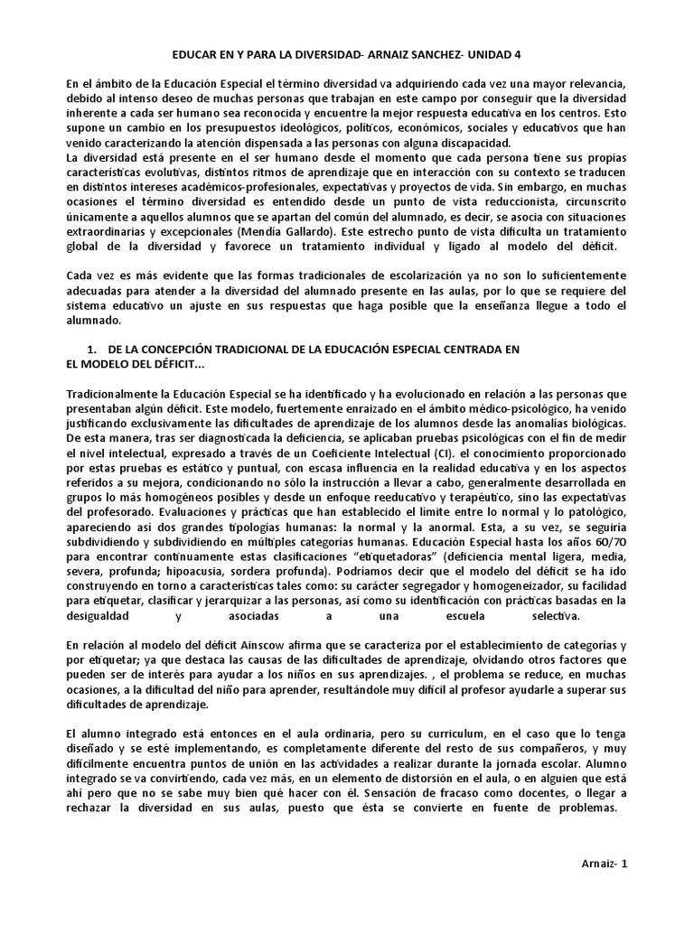 Educación Especial y Diversidad Inherente | PDF | Salón de clases ...