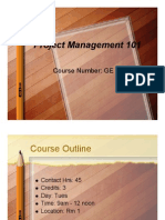 Project Management 101: Course Number: GE 259