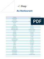 Tableau de Vocabulaire No Restaurante-Au Restaurant