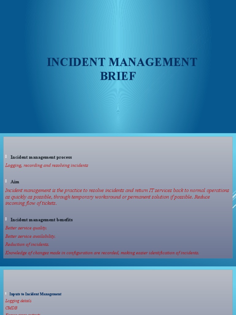 Incident Management Process Overview | PDF | Computers