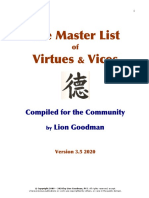 Virtues, Vices and Values - The Master List - 2020