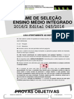 Ensino Médio Integrado - Edital n.º 045.2016