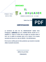 Certificado de Socio EL MADRUGADOR